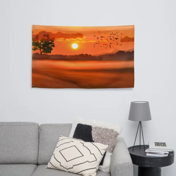 Sunset Brids Flag Tapestry wall hanging - Image 4
