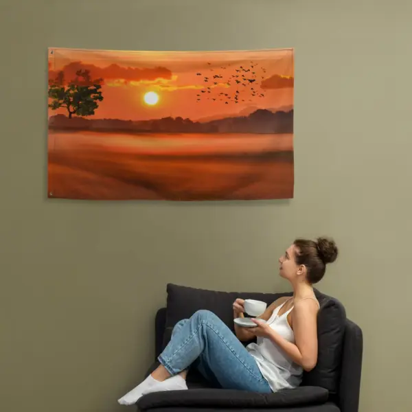 Sunset Brids Flag Tapestry wall hanging - Image 5