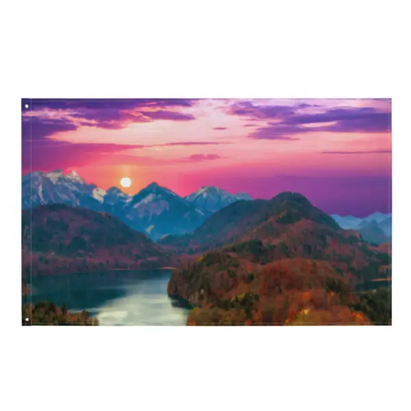 Tree and Sunset Flag Tapestry wall hanging