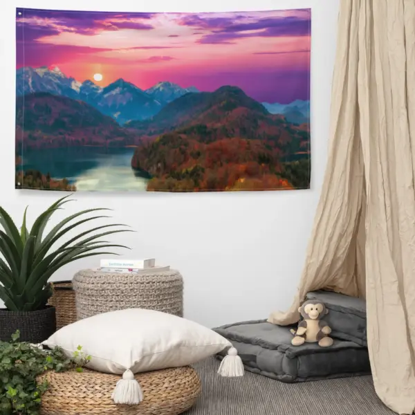 Tree and Sunset Flag Tapestry wall hanging - Image 4