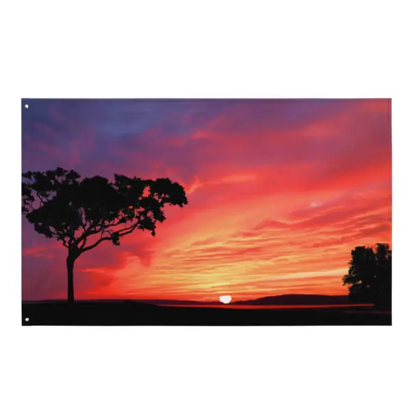 Tree and Sunset Flag Tapestry wall hanging
