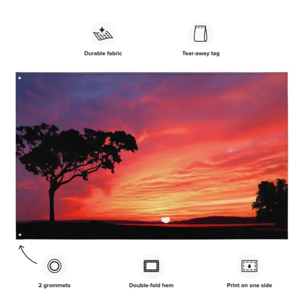 Tree and Sunset Flag Tapestry wall hanging - Image 2