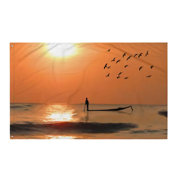 Fisherman in Sea Flag Tapestry wall hanging