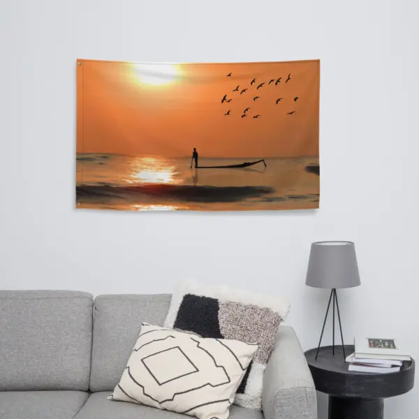 Fisherman in Sea Flag Tapestry wall hanging - Image 4