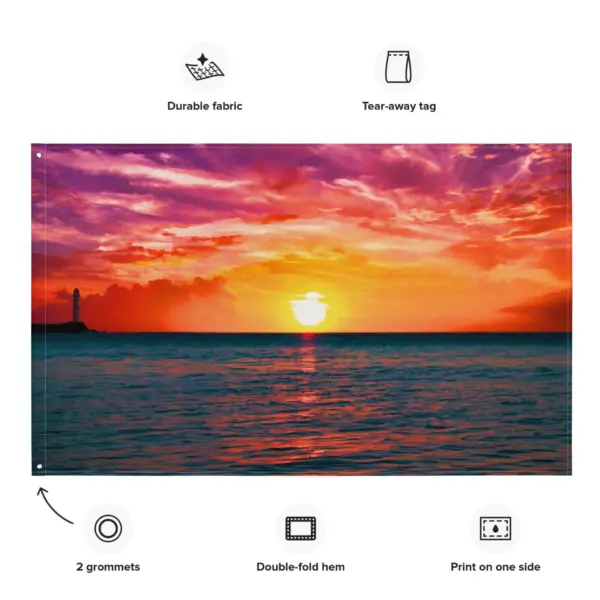 Glimmering Sunrise Flag Tapestry wall hanging - Image 2