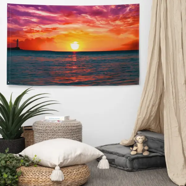 Glimmering Sunrise Flag Tapestry wall hanging - Image 3