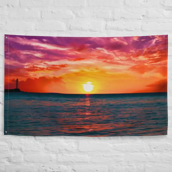 Glimmering Sunrise Flag Tapestry wall hanging - Image 4