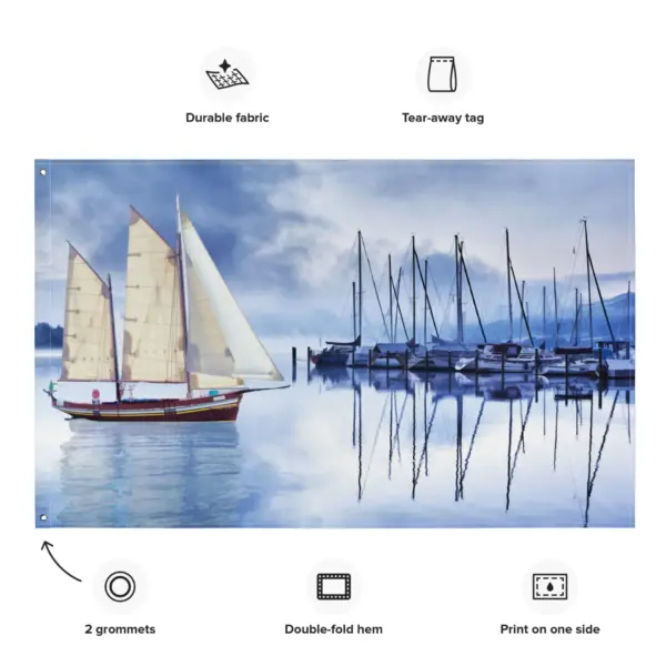 Sailing Ship Blue Flag - Image 2