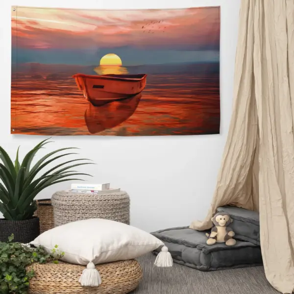 Sailing Ship Sunrise Flag - Image 3