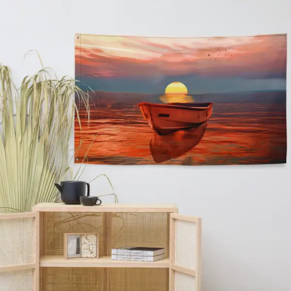 Sailing Ship Sunrise Flag - Image 4