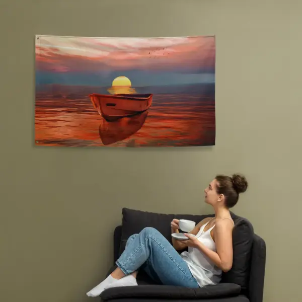 Sailing Ship Sunrise Flag - Image 5