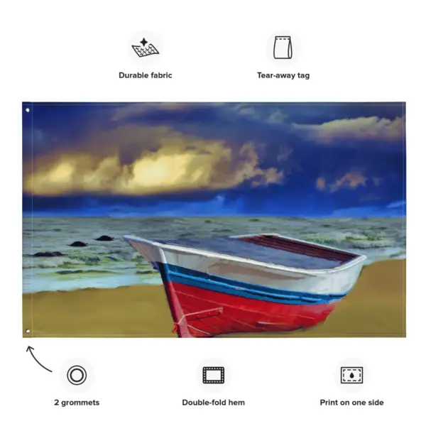 Colorful Boat Beach Flag - Image 3