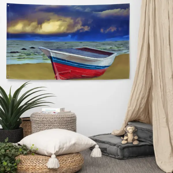 Colorful Boat Beach Flag - Image 4