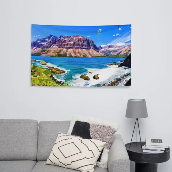 Mountain Beach Painting Flag - Image 6