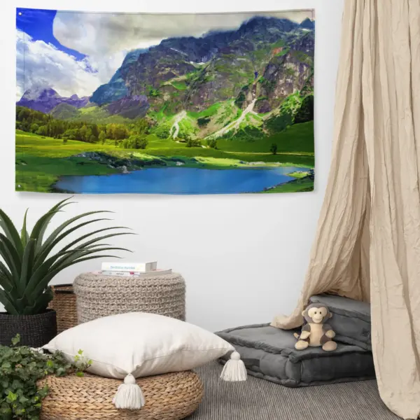 Mountain Lake Painting Flag - Image 5