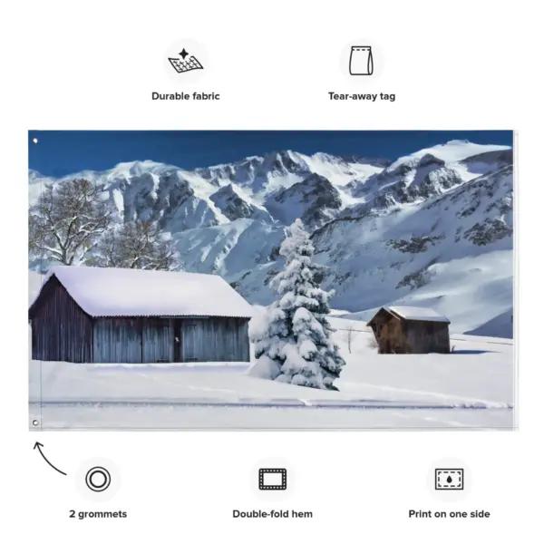 Snow House Painting Flag Tapestry - Image 2