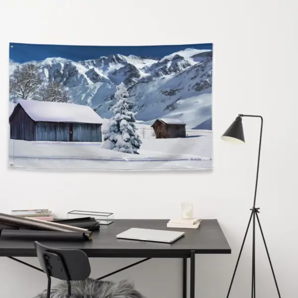 Snow House Painting Flag Tapestry - Image 5