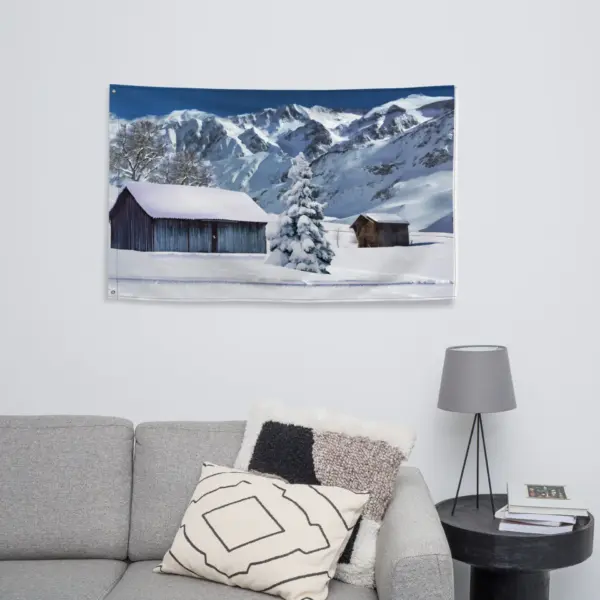 Snow House Painting Flag Tapestry - Image 6