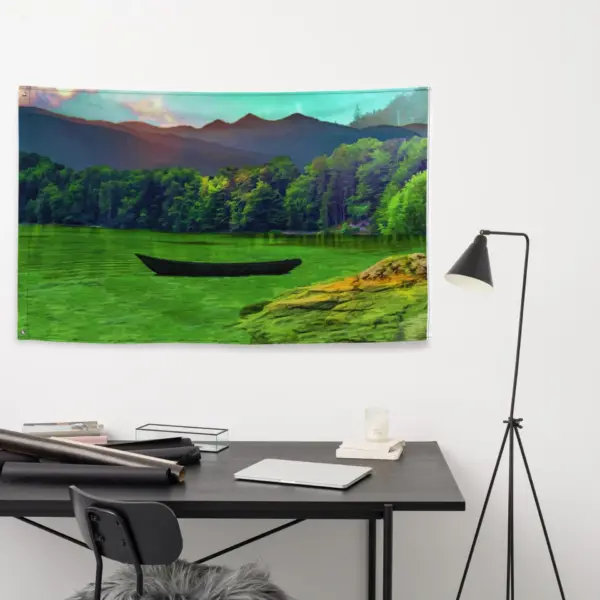 Lake Painting Flag Tapestry - Image 5