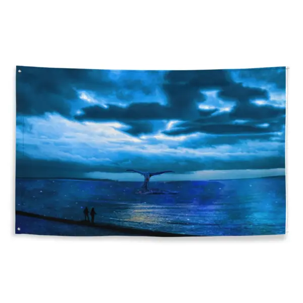 Dolphin Nightsky Painting Flag Tapestry