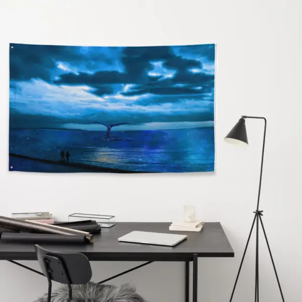 Dolphin Nightsky Painting Flag Tapestry - Image 5