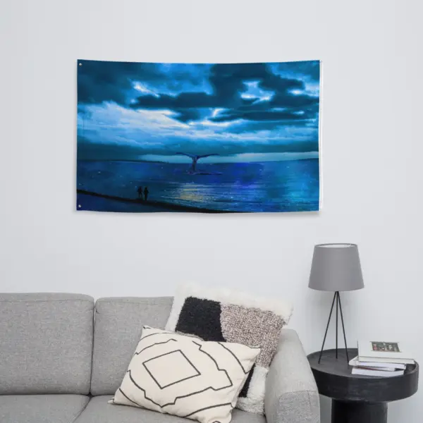 Dolphin Nightsky Painting Flag Tapestry - Image 6