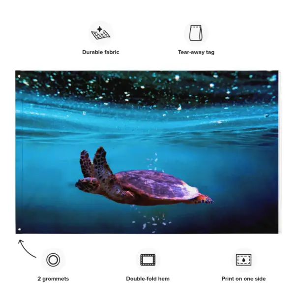 Sea Turtle Artwork Flag Tapestry - Image 2