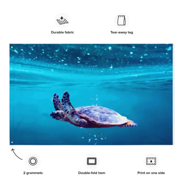 Sea Turtle Art Flag Tapestry - Image 2