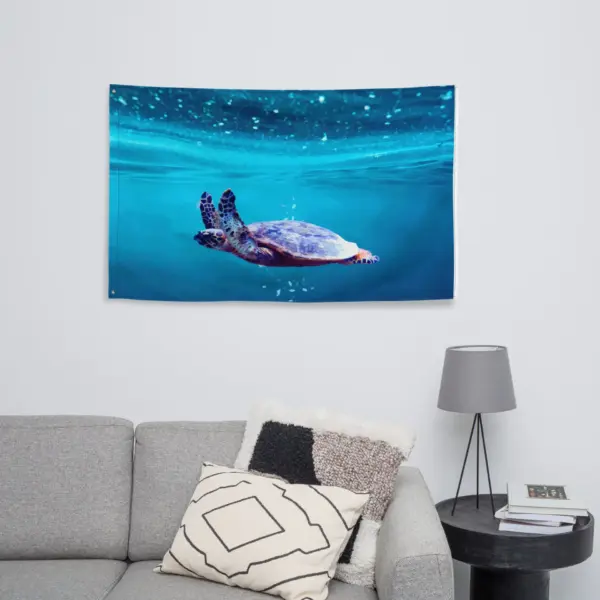 Sea Turtle Art Flag Tapestry - Image 6