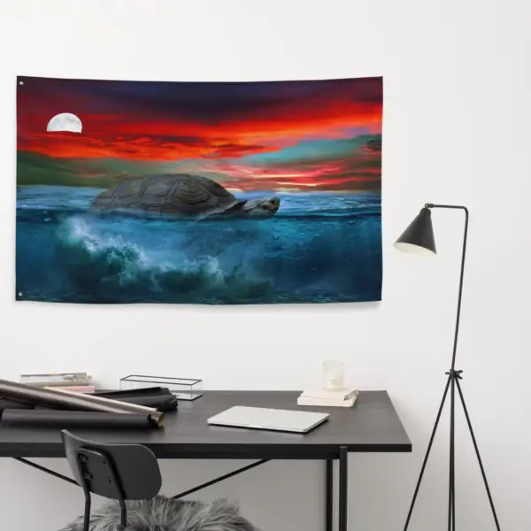 Turtle Painting Artwork Flag Tapestry - Image 5