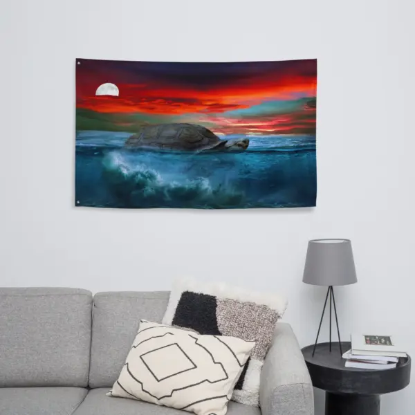Turtle Painting Artwork Flag Tapestry - Image 6