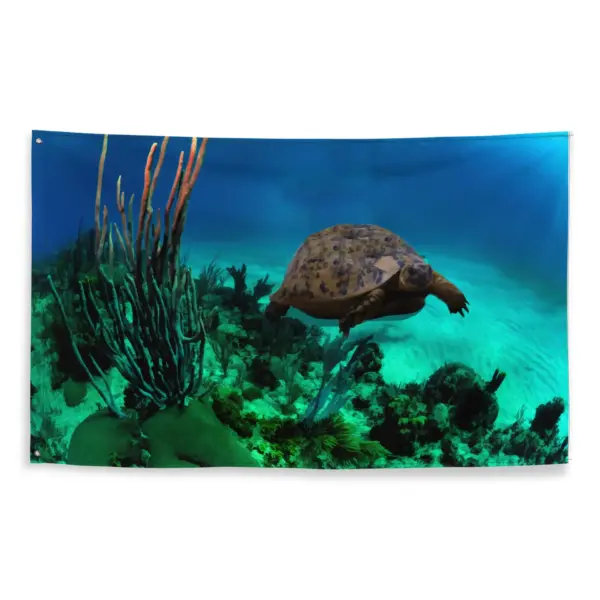 Turtle Artwork Flag Tapestry