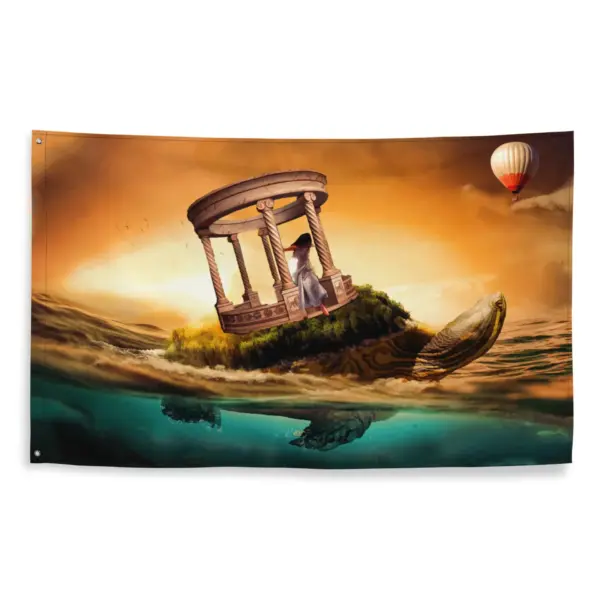 Turtle Fantasy Painting Artwork Flag Tapestry