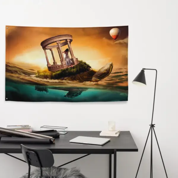 Turtle Fantasy Painting Artwork Flag Tapestry - Image 5