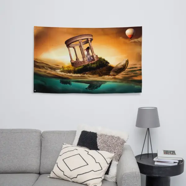 Turtle Fantasy Painting Artwork Flag Tapestry - Image 6