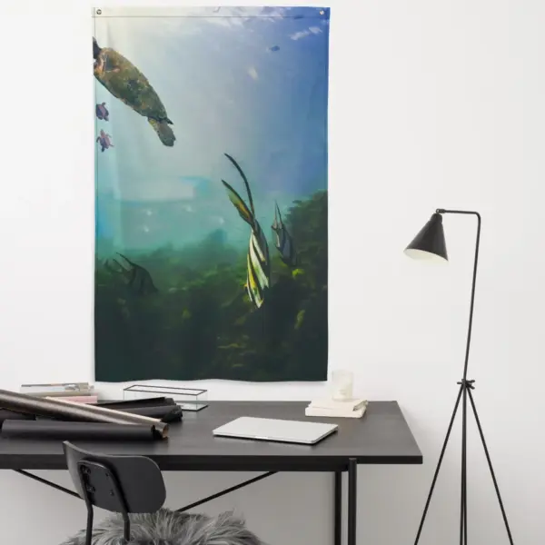 Sea Turtle Painting Flag Tapestry - Image 5