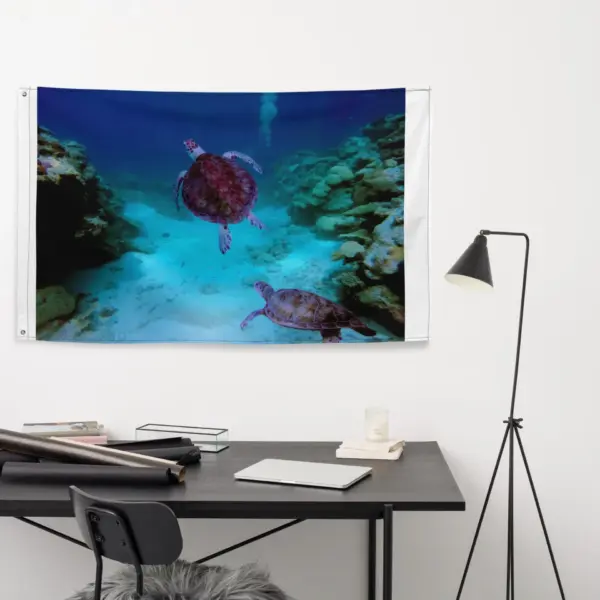 Deep Sea Turtle Painting Flag Tapestry - Image 5