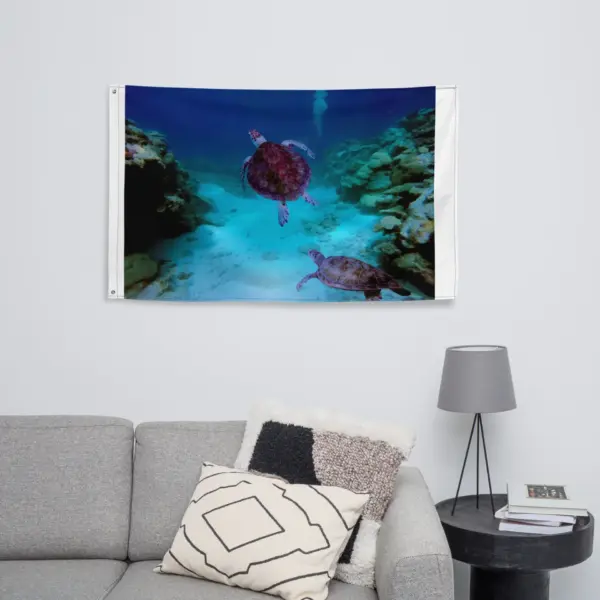 Deep Sea Turtle Painting Flag Tapestry - Image 6