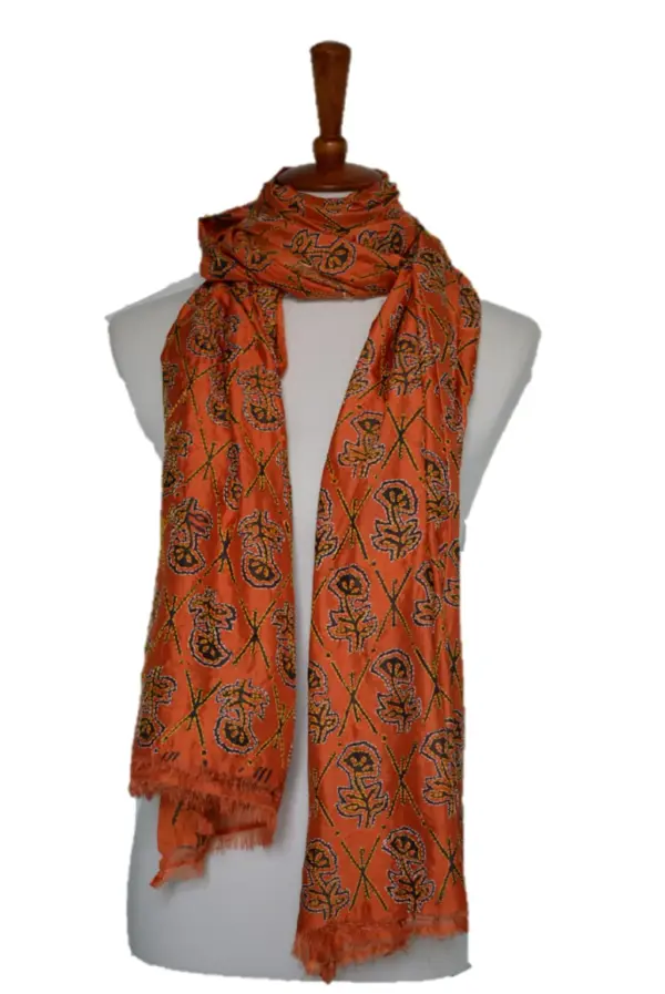 Ethical Luxury Wrap by Women Artisans - Hand-Embroidered Silk Shawl - Image 3