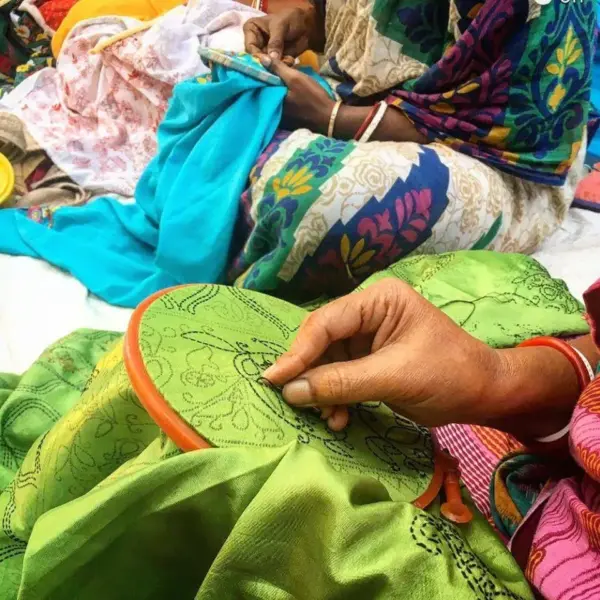 Ethical Luxury Wrap by Women Artisans - Hand-Embroidered Silk Shawl - Image 4