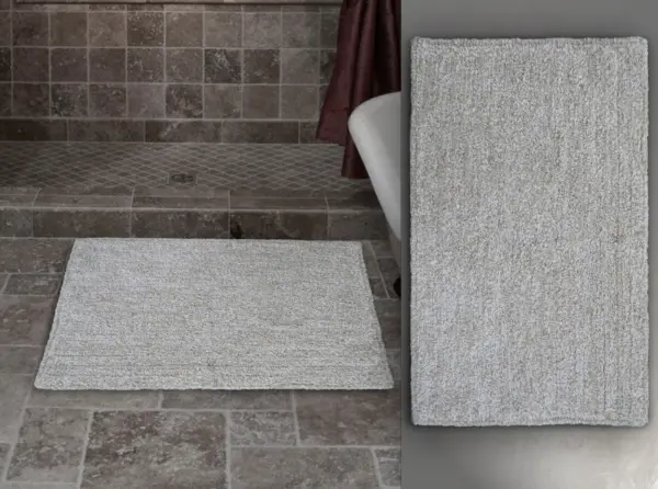 CHICOS HOME Ivory & White Color Plain Bath Rug 20" x 32" - Image 2