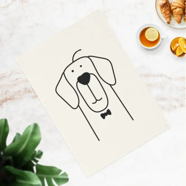 Retriever dog Cotton Tea Towel, 50 x 70 cm, organic cotton, eco-friendly dog kitchen towel, bathroom hand towel with puppies - Image 2