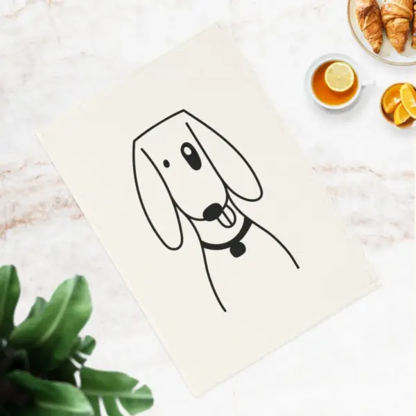 Foxhound dog Cotton Tea Towel, 50 x 70 cm, organic cotton, eco-friendly puppies kitchen towel, bathroom hand towel with dog - Image 2