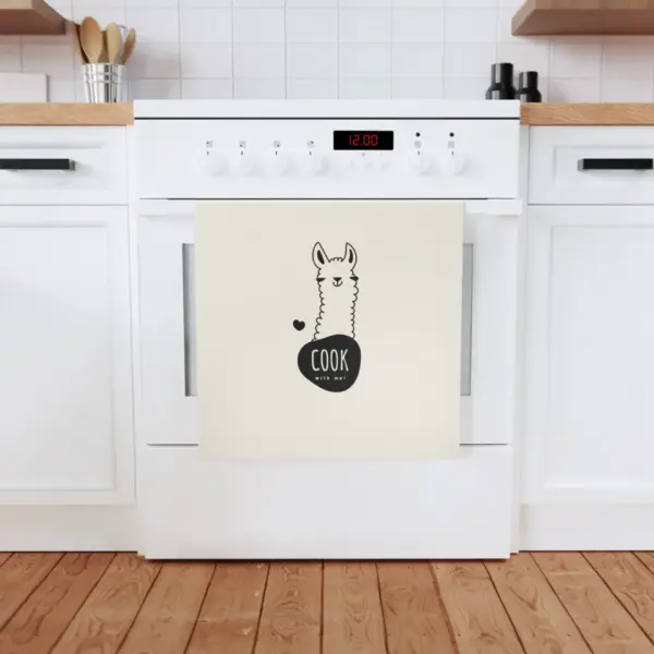Cook with me! Llama cotton tea towel, 50 x 70 cm, organic cotton, eco friendly llama kitchen towel, towel with llama. - Image 8