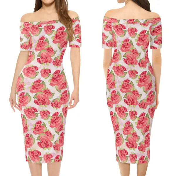 Womens Off The Shoulder Office Lady Dress - Image 3