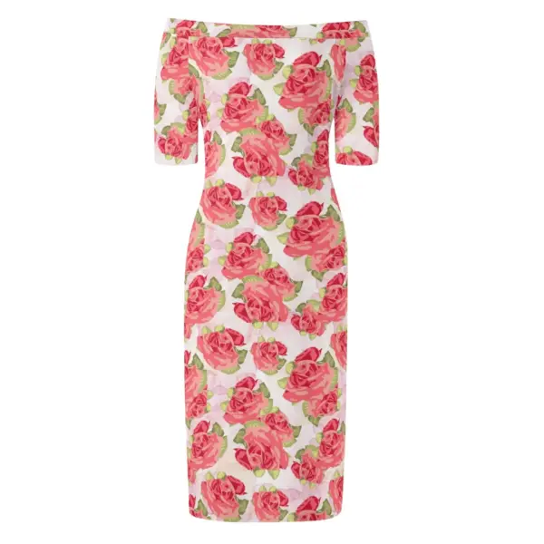 Womens Off The Shoulder Office Lady Dress - Image 4