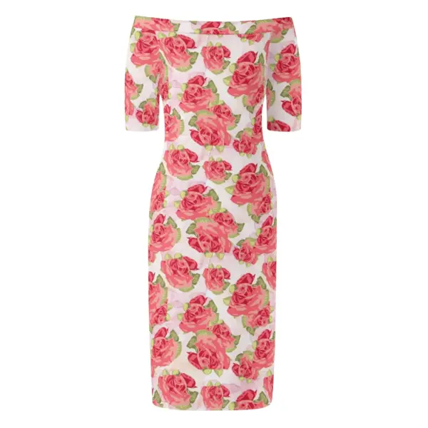 Womens Off The Shoulder Office Lady Dress - Image 5