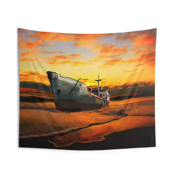 Ship Sunset Tapestry - Image 2