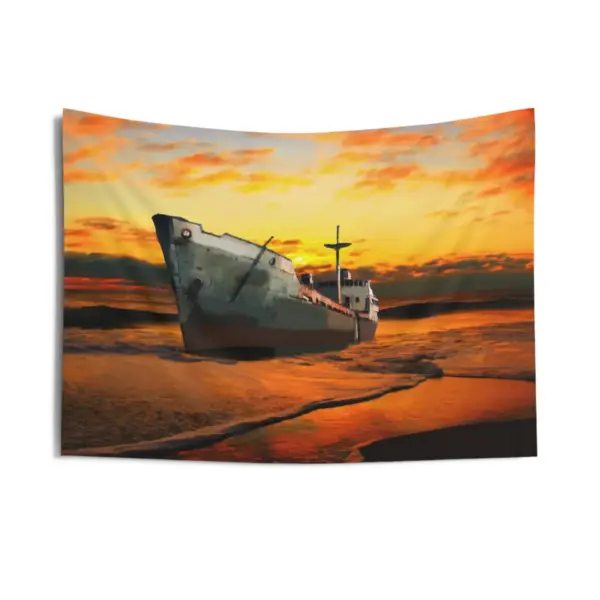 Ship Sunset Tapestry - Image 3