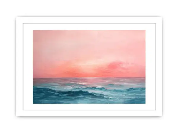 Pink Sunrise Sea- Framed Print - Image 2